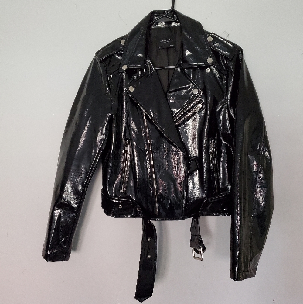 Black Patent faux leather Jacket